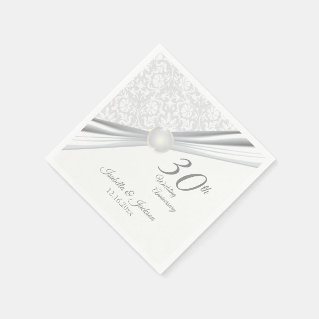 Hübsches 30-jähriges Hochzeitsszenario Serviette (Ecke)