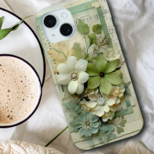 Hübsches 3D-Blumenhandbuch in Sage Green und White