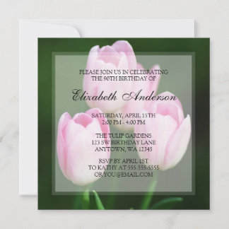 Hübsches 90. Geburtstag Pink Tulips Party Einladung