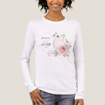 Hübsches aber wildes weißes Katz-Rose-T-Shirt