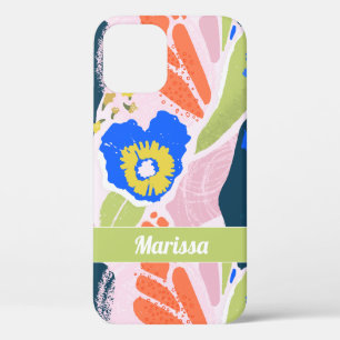 Hübsches Abstraktes Blumenmuster Blau Grün Orange Case-Mate iPhone Hülle