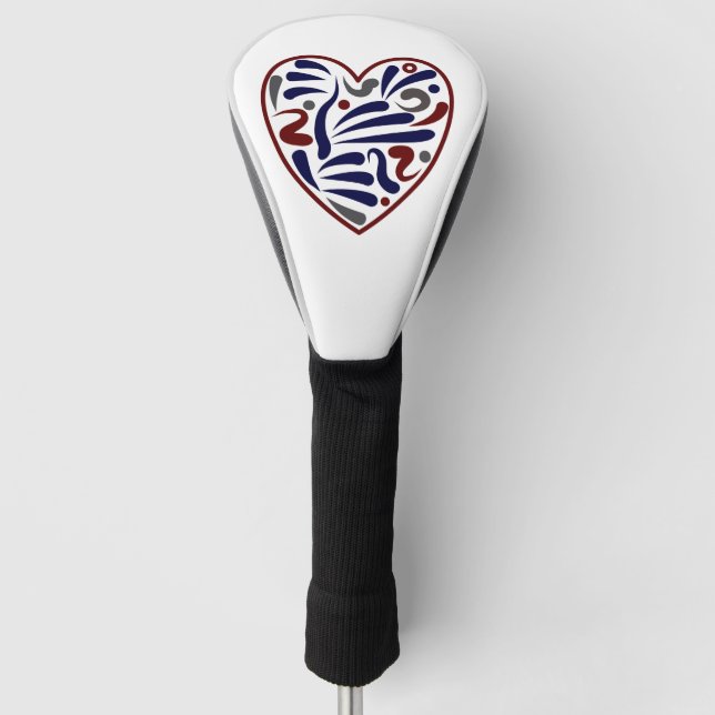 Hübsches abstraktes Herzmuster Golf Headcover (Vorderseite)