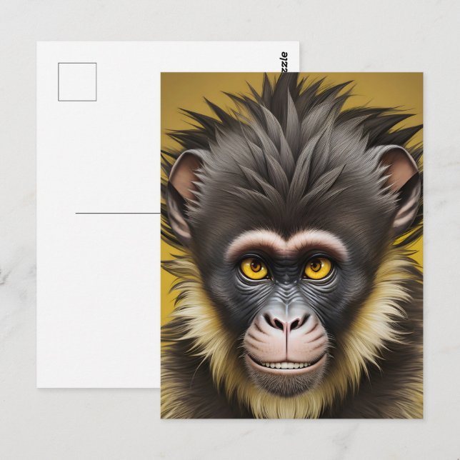 Hübsches Affenportrait Postkarte (Vorne/Hinten)