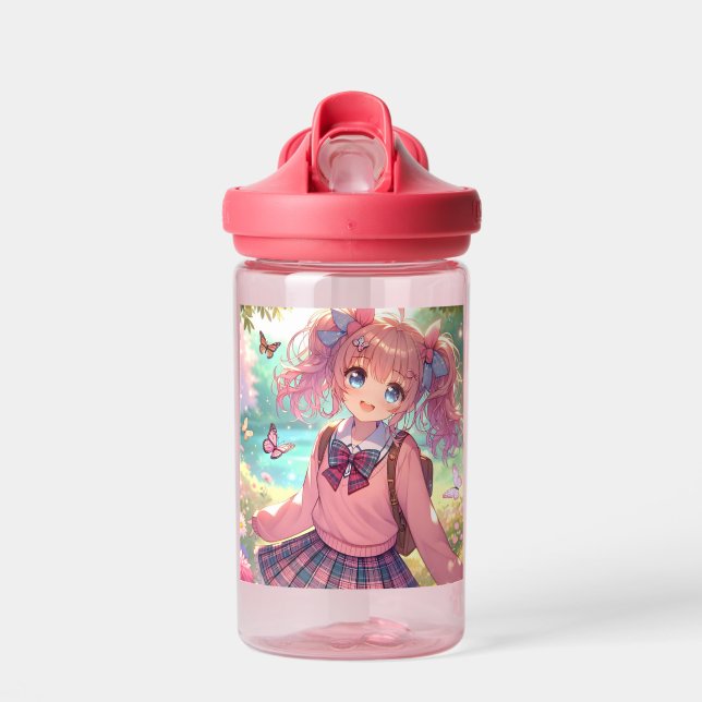 Hübsches Anime-Girl Trinkflasche (Vorne)