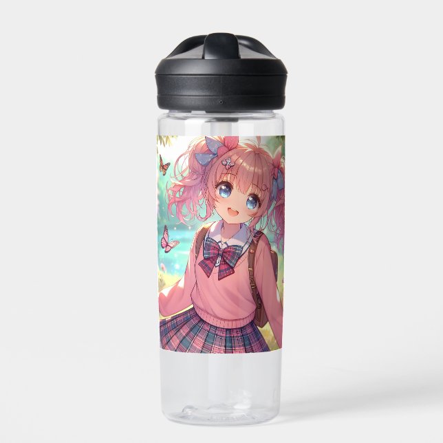 Hübsches Anime-Girl Trinkflasche (Vorderseite)