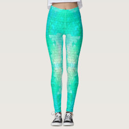 Hübsches Aqua Blue Green Mermaid Mosaikmuster Leggings