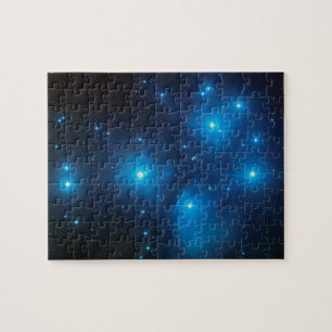 Hübsches Aqua Blue Pleiades Celestial Foto Puzzle