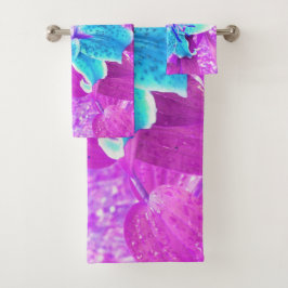 Hübsches Aqua Blue Stargazer Livio Lila Badhandtuch Set