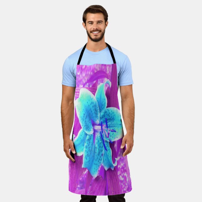 Hübsches Aqua Blue Stargazer Livio Lila Schürze (Getragen)