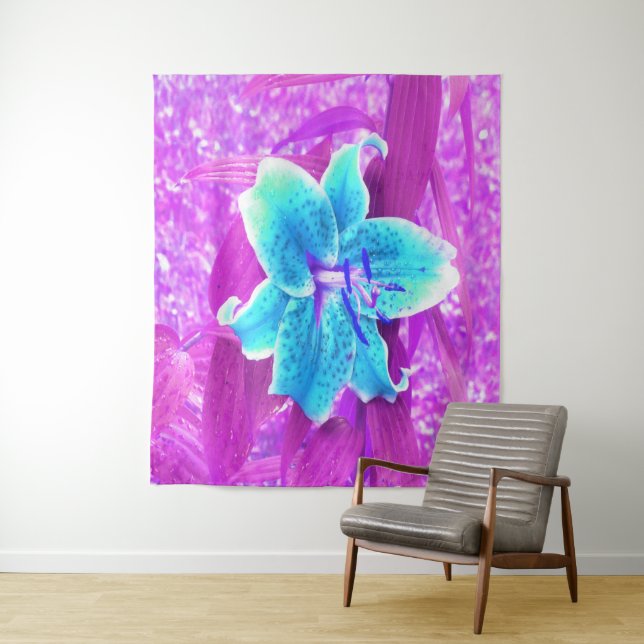 Hübsches Aqua Blue Stargazer Livio Lila Wandteppich (Beispiel)