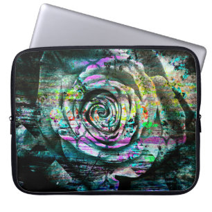 Hübsches Aqua gemalter RoseblumenGrunge Laptopschutzhülle
