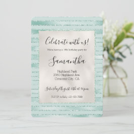 Hübsches Aqua Mint Glitzy Glitzer Einladung