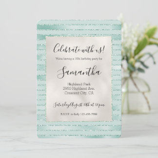 Hübsches Aqua Mint Glitzy Glitzer Einladung