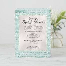 Hübsches Aqua Mint Glitzy Stripes Brautparty Einladung