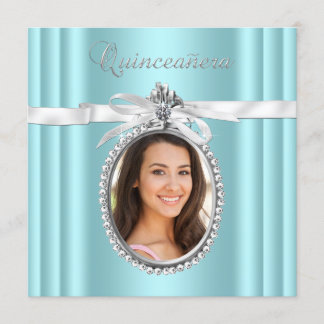Hübsches Aquamarines blaues Foto Quinceanera Einladung