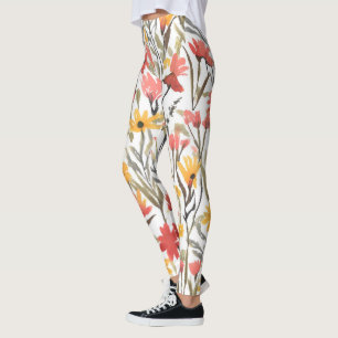 Hübsches Aquarell-Blumenmuster Botanisch Floral Leggings