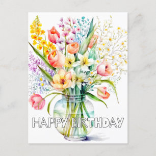 Hübsches Aquarellbouquet von Blume Postkarte