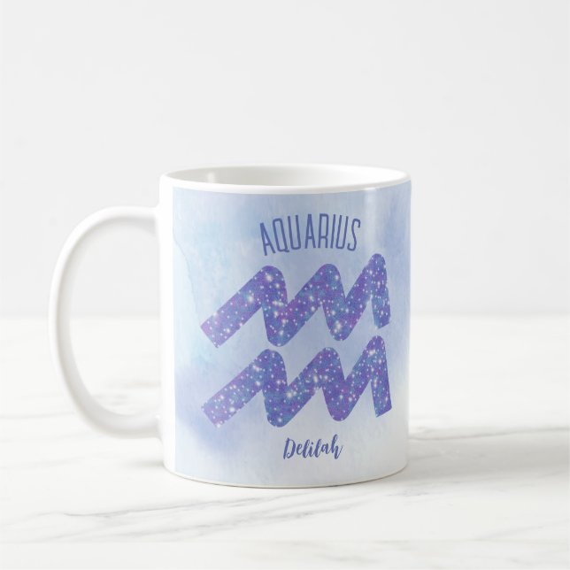 Hübsches Aquarius Astrologie Signieren Personalisi Kaffeetasse (Links)