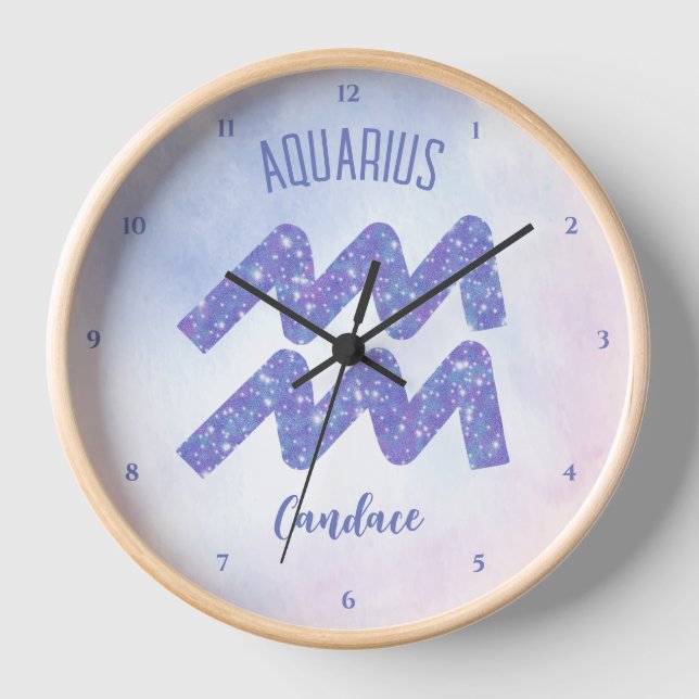 Hübsches Aquarius Astrologie Signieren Personalisi Uhr (Vorderseite)