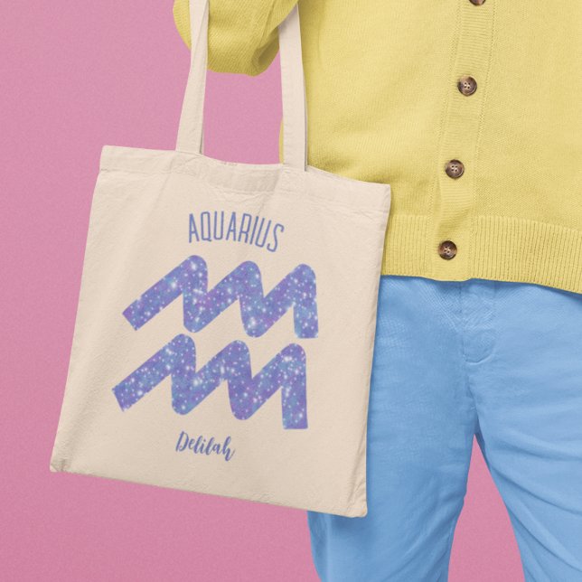 Hübsches Aquarius Lila Astrologie Zeichen Personal Tragetasche (Von Creator hochgeladen)