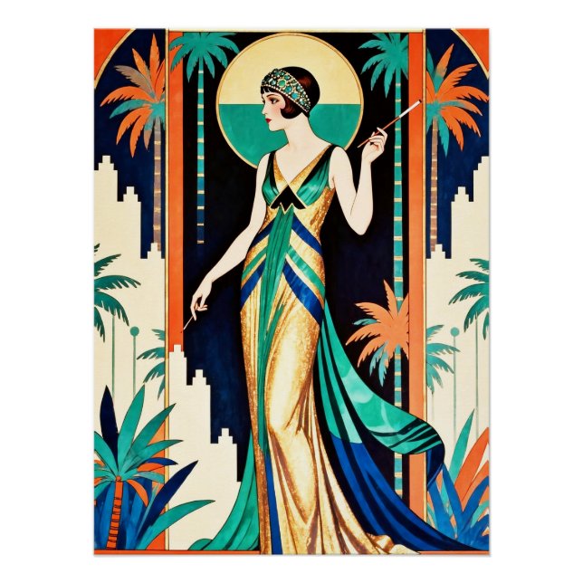 Hübsches Art Deco glamouröses Poster. Poster (Vorderseite)