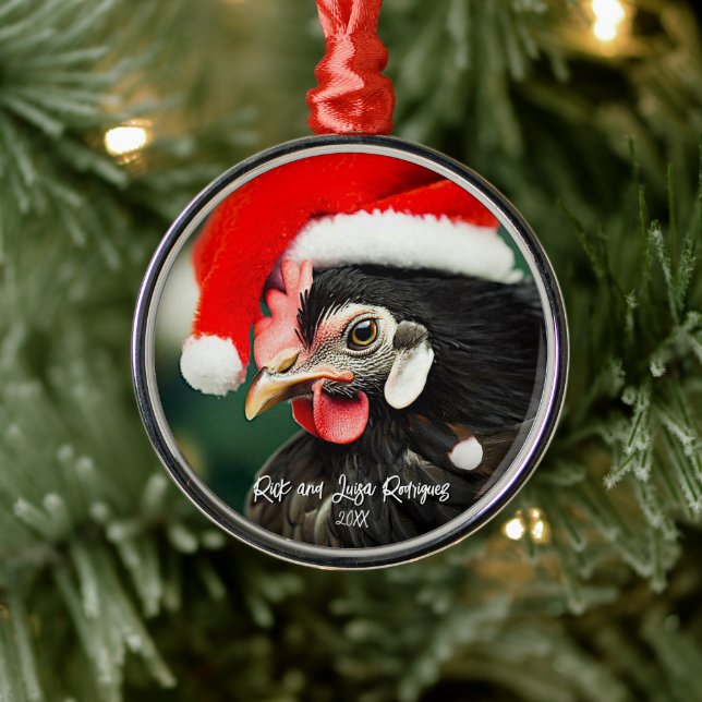 Hübsches Australorp-Hühnchen in der Weihnachtsmann Ornament Aus Metall (Baum)