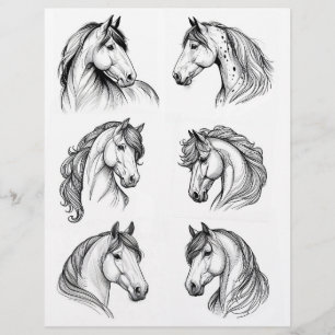 Hübsches B&W Horse Head Line Art Drawing