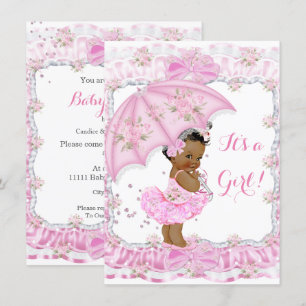 Hübsches Baby Shower Mädchen Floral Rosa Ethnisch Einladung