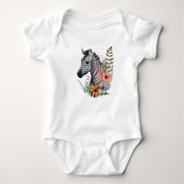 Hübsches Baby Zebra mit Blume Baby Strampler