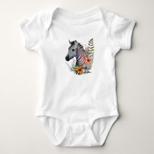 Hübsches Baby Zebra mit Blume Strampler