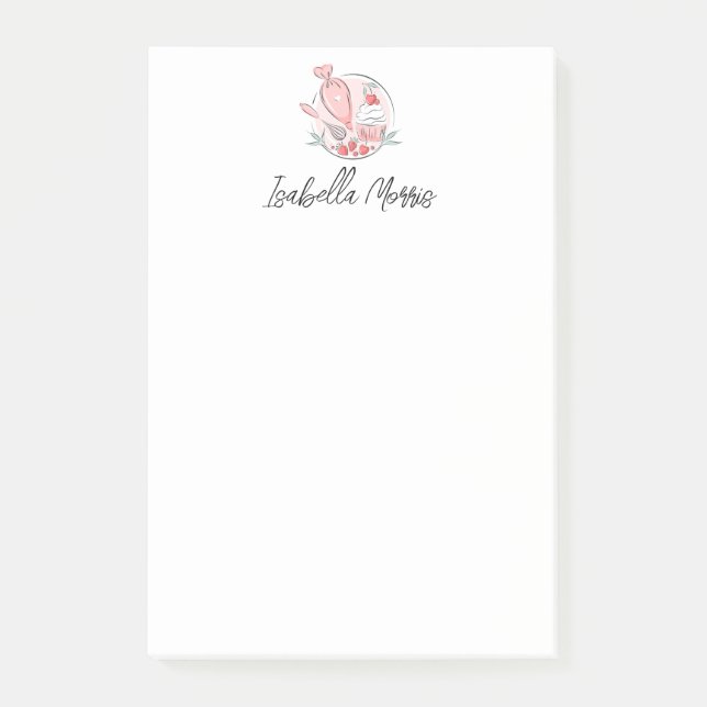 Hübsches Backgebäck Personalisiert Post-it Klebezettel (Vorderseite)