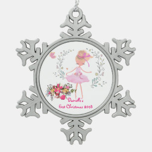Hübsches Ballerina Design Baby Schneeflocken Zinn-Ornament