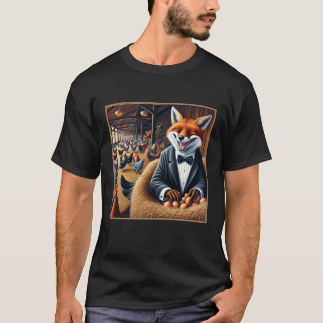 Hübsches Bauernhaus Art Fox in Hen House Stealing  T-Shirt (Vorderseite)
