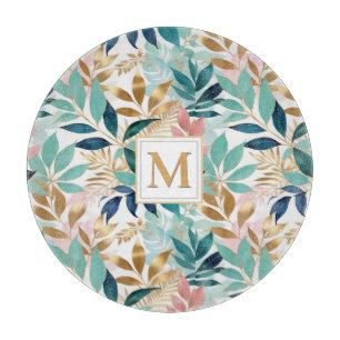 Hübsches Blätter-Muster Sommer Pastell Elegant Chi Schneidebrett