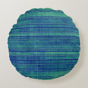 Hübsches Blau Grün Abgenutztes Wasserfarbenmuster Rundes Kissen