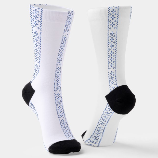 Hübsches Blau-Schneeflocken-Muster Thunder_Cove Socken (Gewinkelt)