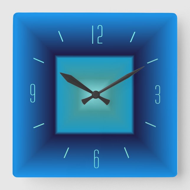 Hübsches Blau und Aqua> Quadrat Küchenuhr Quadratische Wanduhr (Vorderseite)