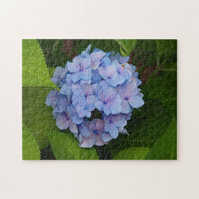Hübsches Blau- und Rosa-Hydrangea-Foto Puzzle (Horizontal)