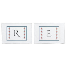 Hübsches Blau und Rosa Mit Monogramm Pillowcase-Se Kissenbezug