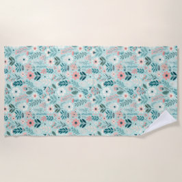 Hübsches Blau und rosa Pastellfarben Blume Strandtuch