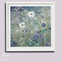 Hübsches Blau und Weiß Wildblume Wine Farbe Kunst,