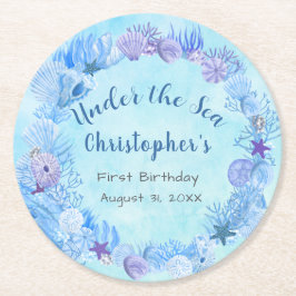Hübsches Blau unter dem Meeresjunge zum Geburtstag Runder Pappuntersetzer