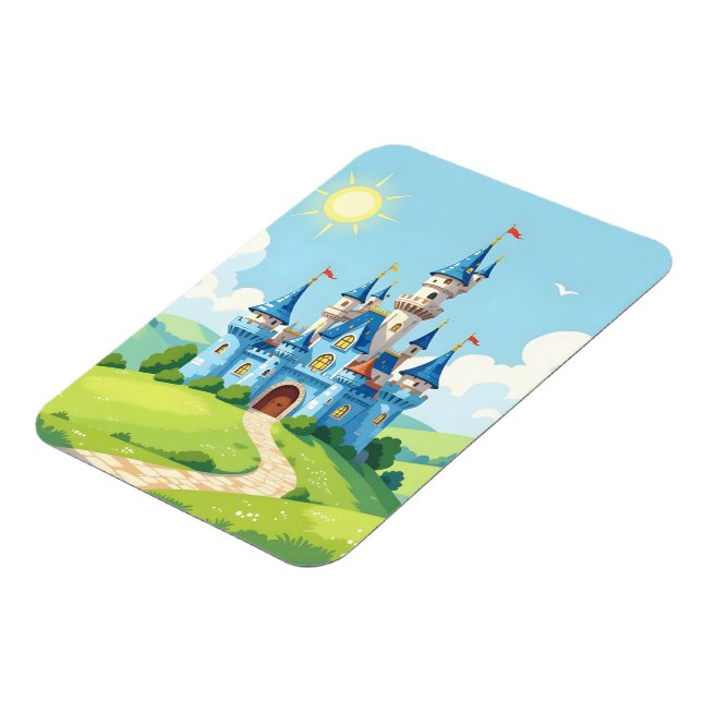 Hübsches blau-weißes Schloss Magnet (Linke Seite)
