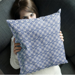 Hübsches blau-weißes Strickdesign Kissen