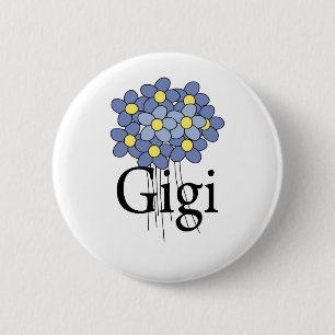 Hübsches blaues Blumen Gigi T-Shirt Button