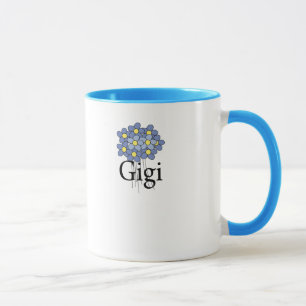 Hübsches blaues Blumen Gigi T-Shirt Tasse