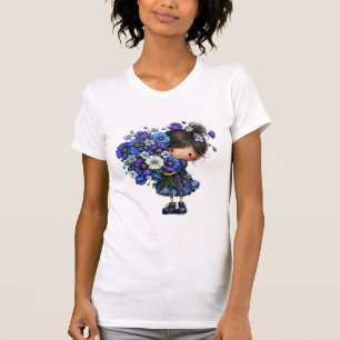 Hübsches blaues Blumen-Mädchen-Bouquet-Kunst-Desig T-Shirt