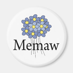 Hübsches blaues Blumen-Memaw-T-Shirt Magnet