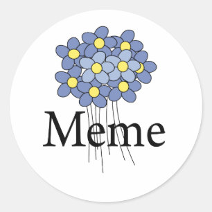 Hübsches blaues Blumen-Meme-T-Shirt Runder Aufkleber