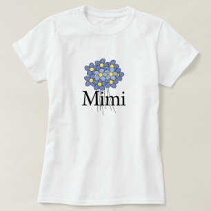 Hübsches blaues Blumen-Mimi-T-Shirt T-Shirt